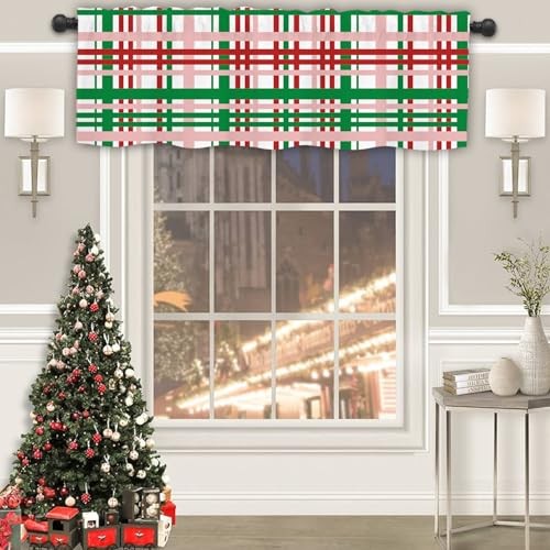 Christmas Valances for Windows, 54 x 18 Inch 18.1″W x 53.9″L (Pack of 1) Red