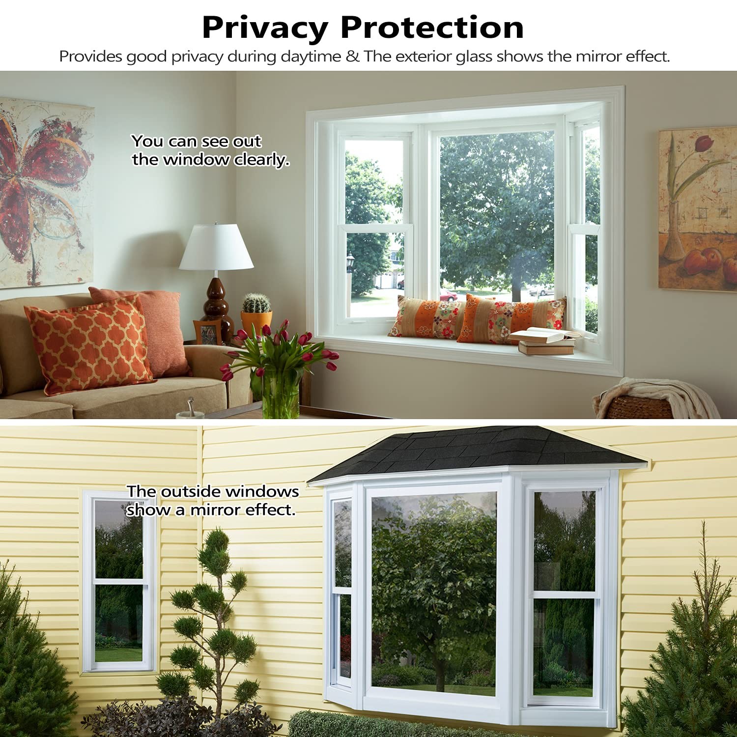 Window Tint for Home, One Way Daytime Privacy Window Film Heat Control Sun Bl…
