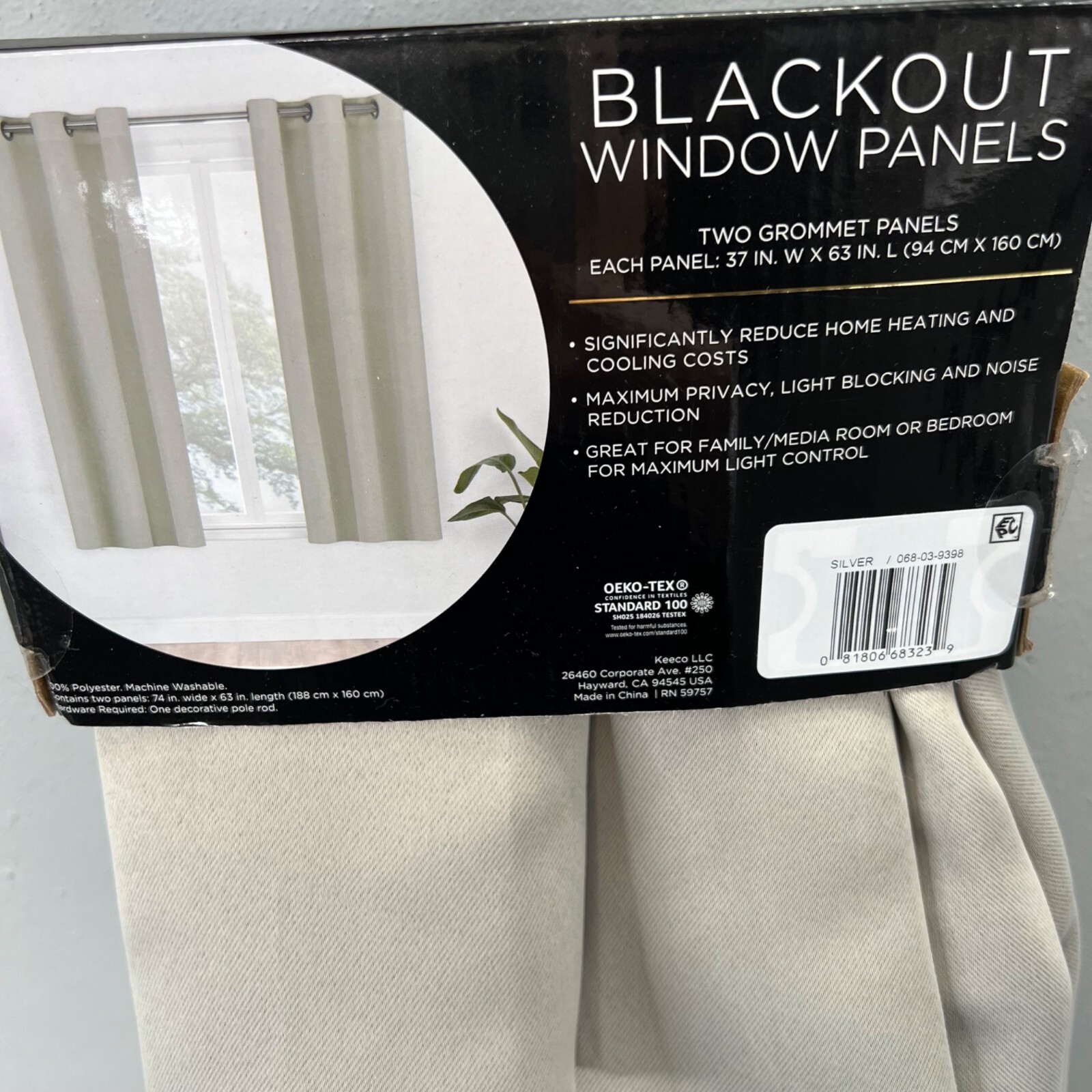 Eclipse Blackout Window Panels Silver Gray Grommet Panels Set of 2 NIOP 37×63