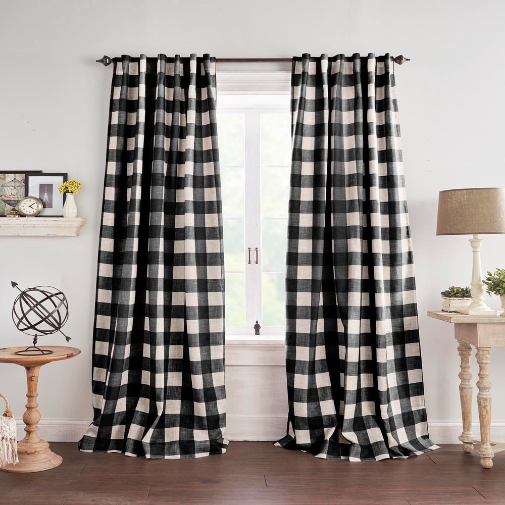 Elrene Blackout Curtain Panel 52″x84″ Black Rod Pocket Back Tab Energy Saving