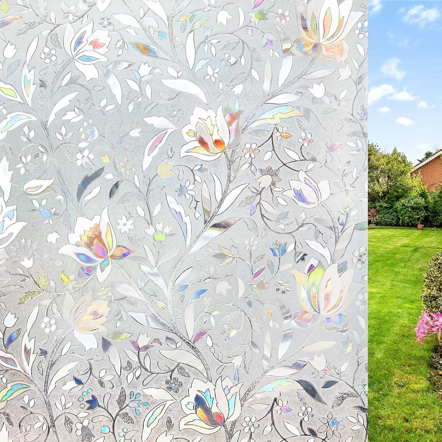 3D Stained Glass Window Privacy Film 17.5 x 78.7 Inch