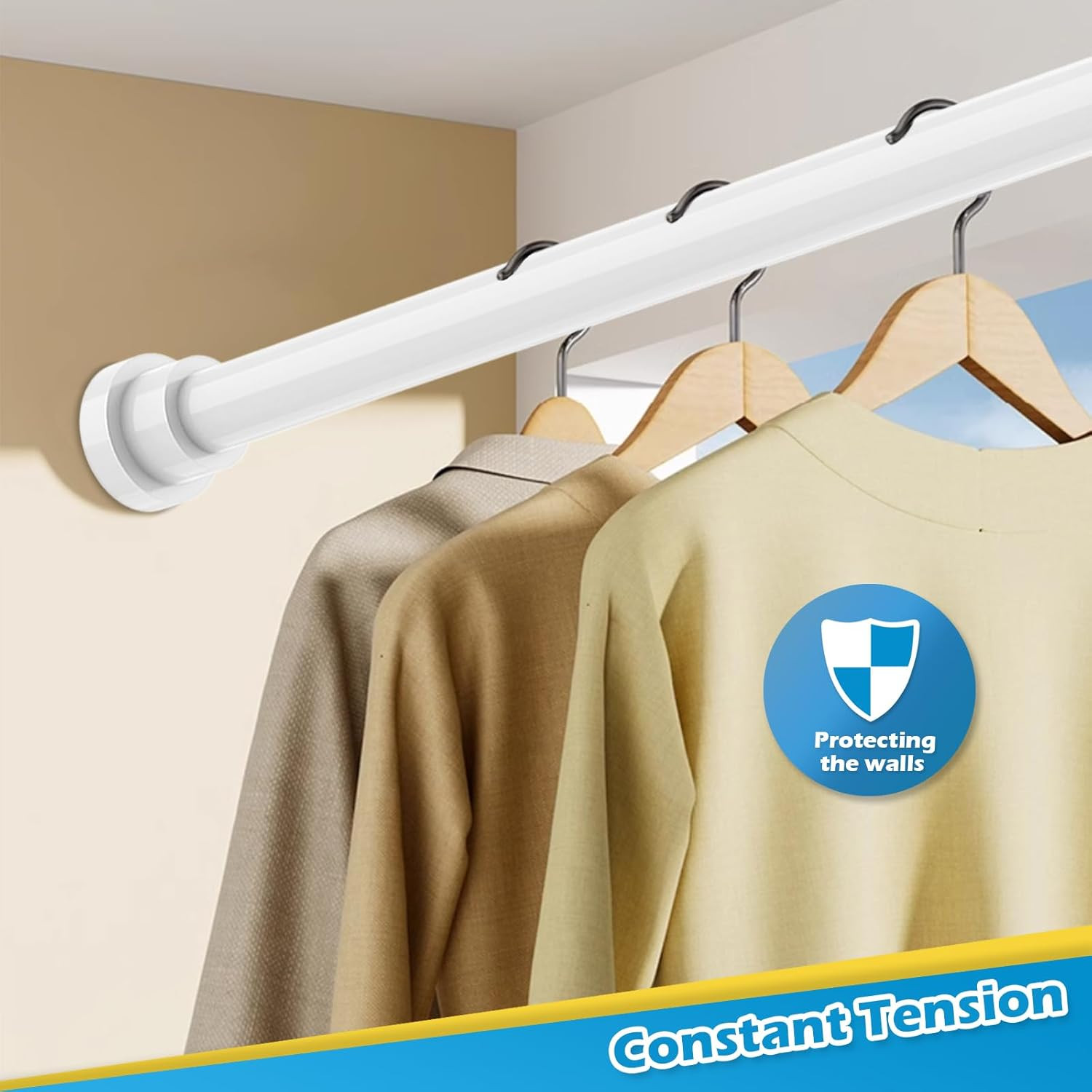 Tension Rod 18 to 28 Inch Spring Loaded Curtain Rods No Drilling Adjustable Shor