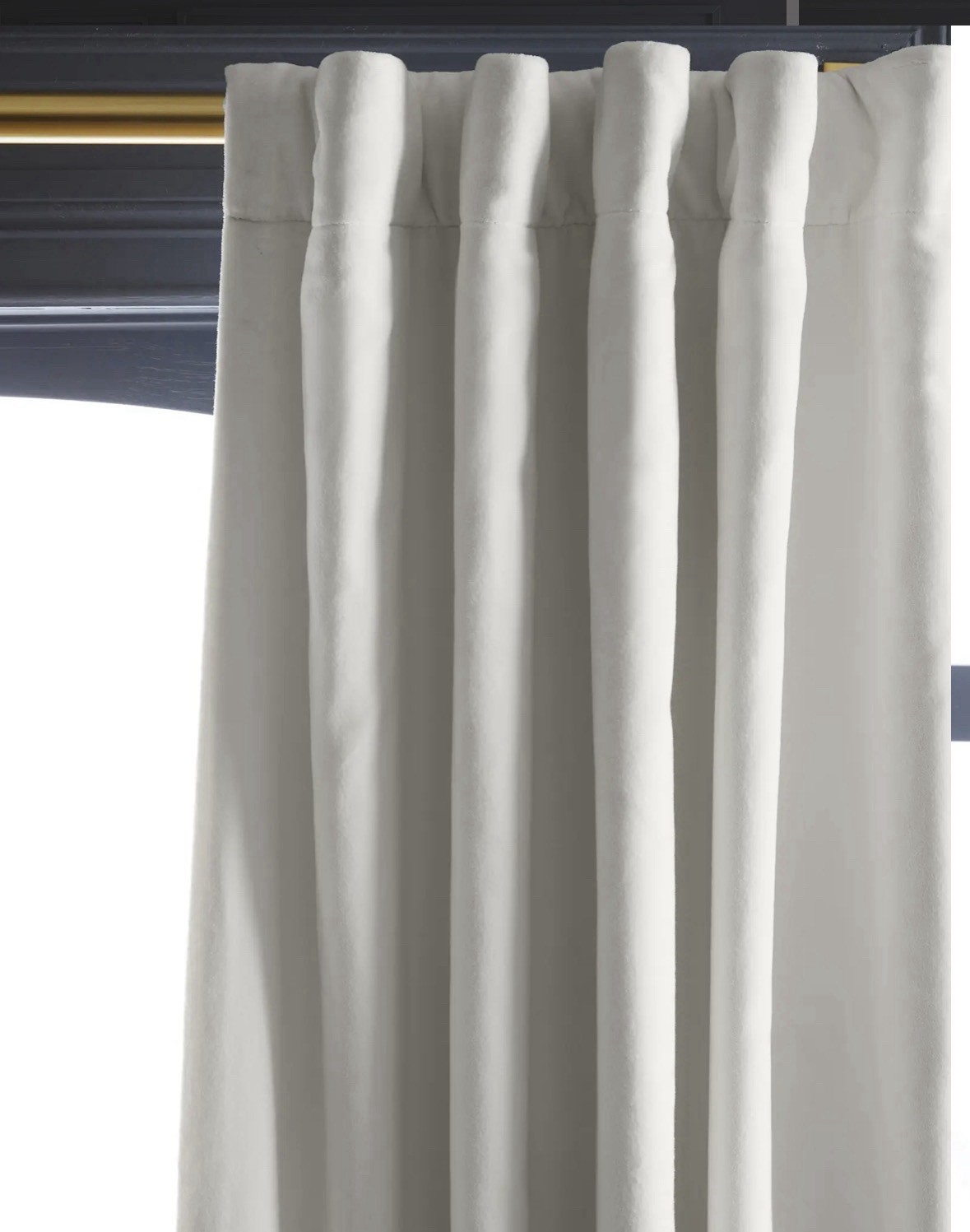 New Quince Cotton Velvet Room Darkening Curtain 48 x 84 Ivory 1 Panel Rod Pocket