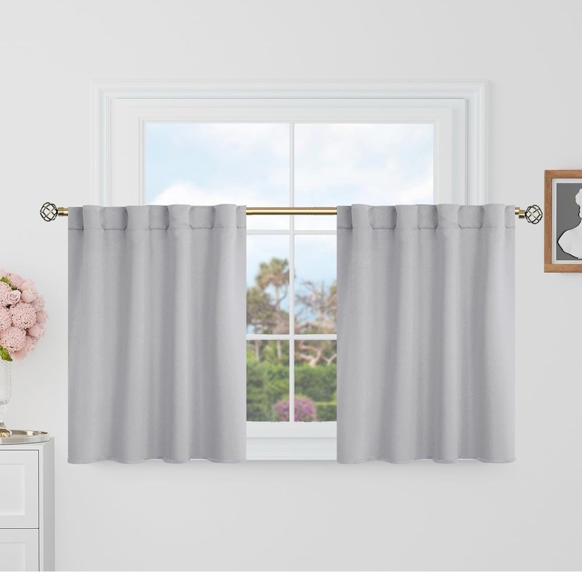 BGment Short Blackout Curtains 34×30 Light Grey 2 Panels Small Window NEW