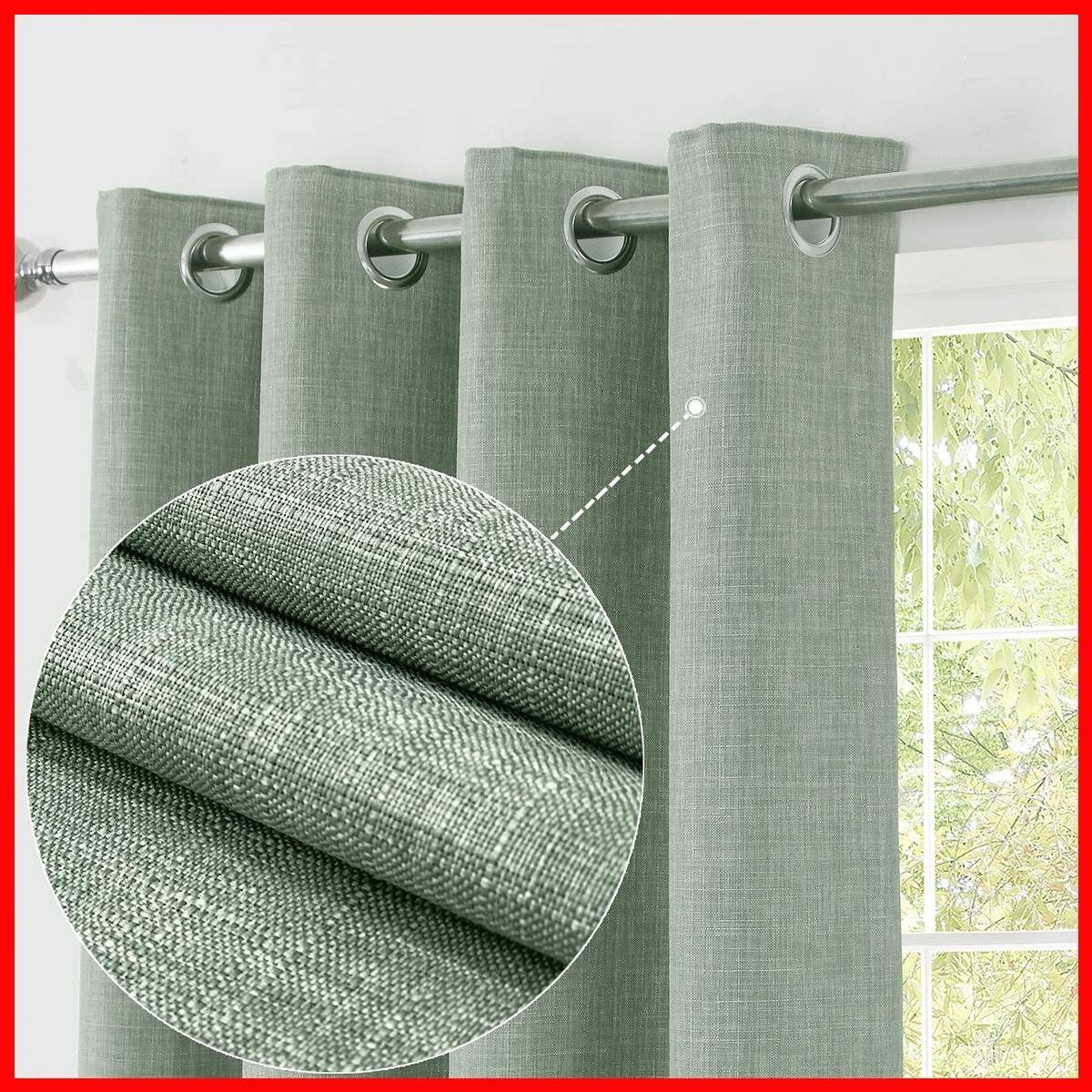 Always4U 100 Blackout Linen Textured Curtains Burlap Casual Weave Thermal