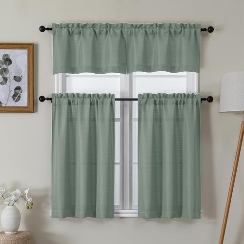 Valance for Windows, Light Filtering Faux Linen 60″W x 14″L (Pack of 1) White