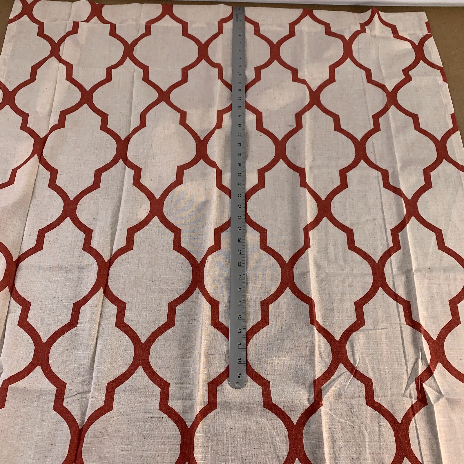 jinchan 52″ X 45″ Rust Beige Moroccan Tile Print Linen Blend Textured Panel NWT