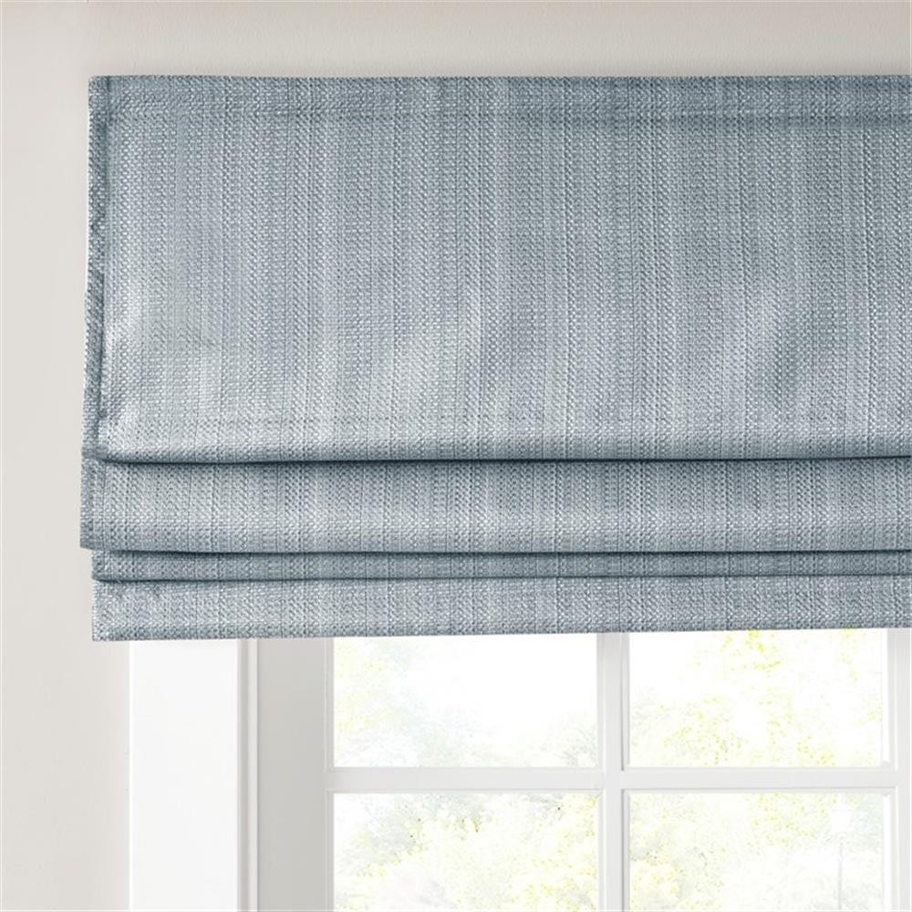 Pemberly Row Basketweave Room Darkening Cordless Roman Shade in Blue 33×64″