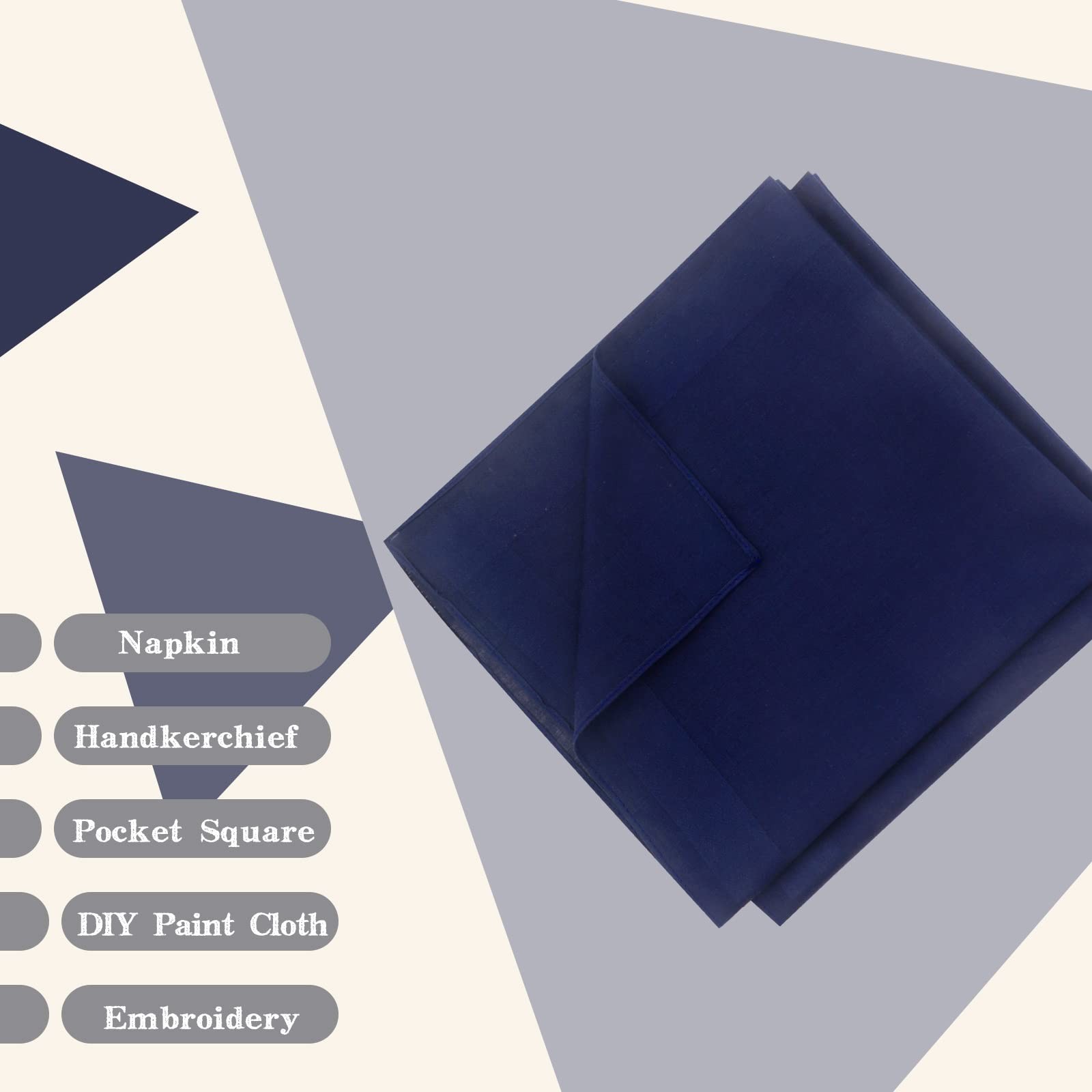 GB Selected Men’s Cotton Handkerchiefs, Assorted Solid Color Pocket Square Ha…