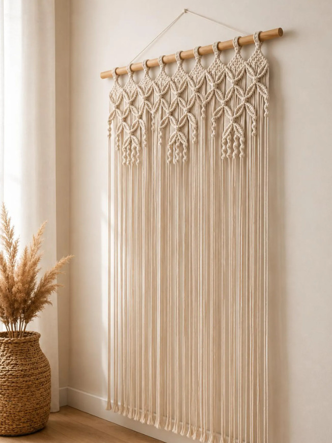 Handmade Macrame Door Curtain: Customizable Bohemian Home and Hanging Decor