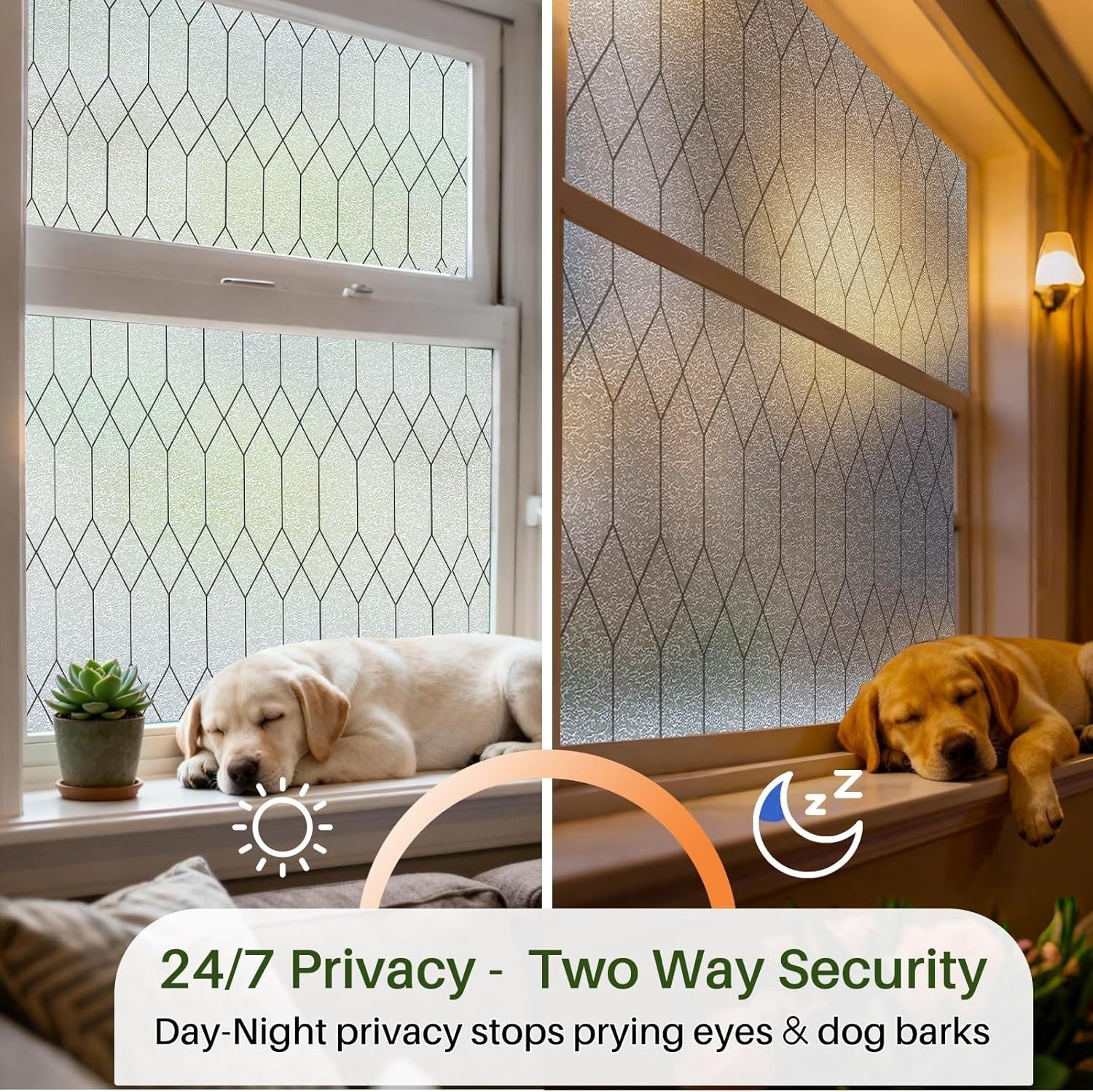 Moroccan Line Window Privacy Film – Stained Glass Decorative Cling 17.5×78.8in