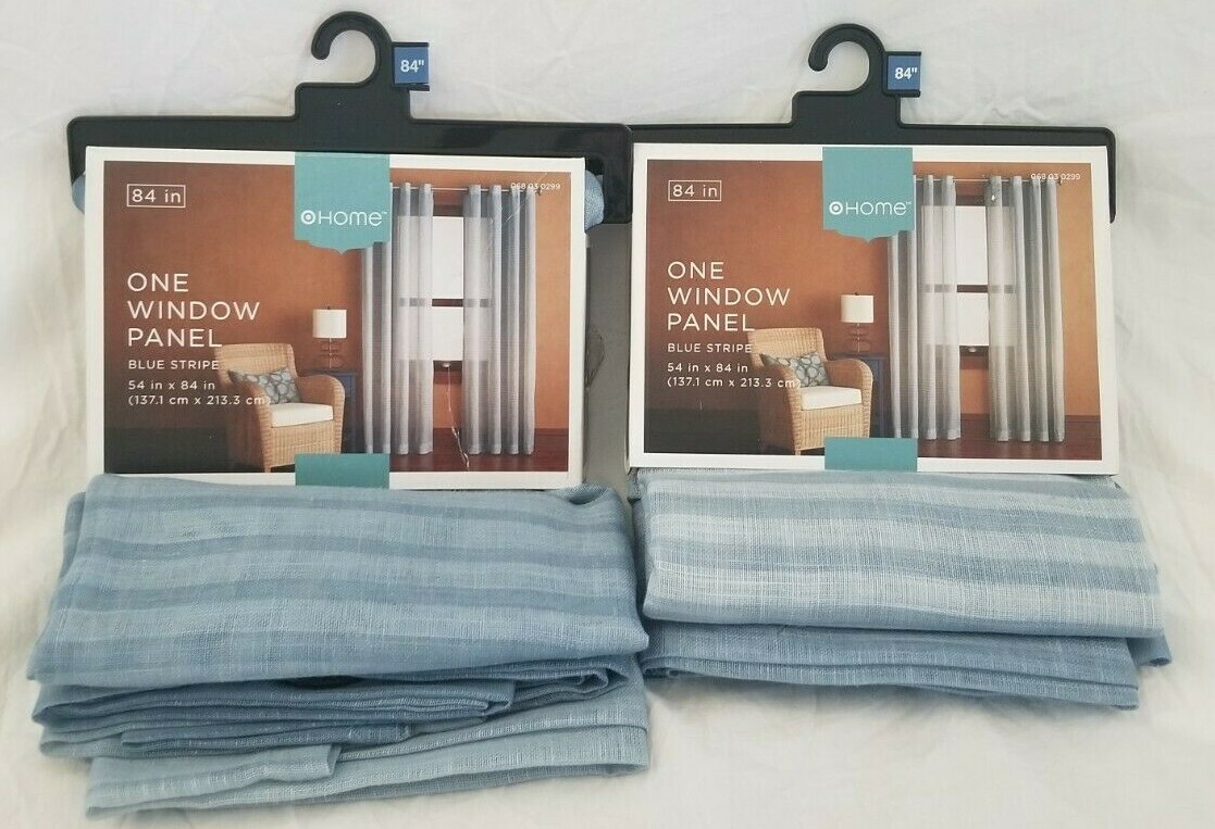 2 Home Blue Stripe Window Panels (1 pair) 108″ x 84″ NIP