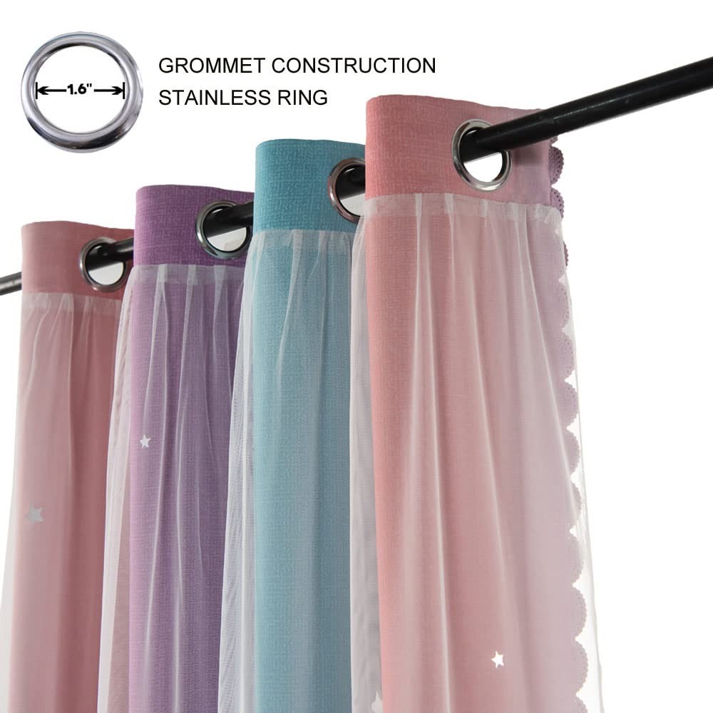 Ombre Rainbow Blackout Curtains for Kid Girls Bedroom Living Room Darking Str…