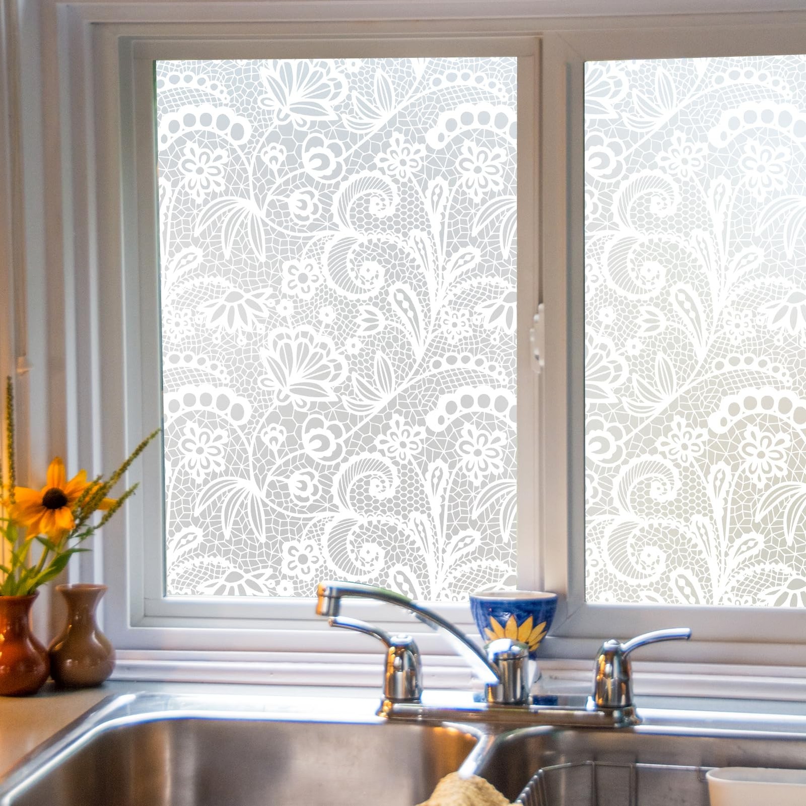 DKTIE Bathroom Window Privacy Film White Canvas Texture 17.7” x 78.7”, S686