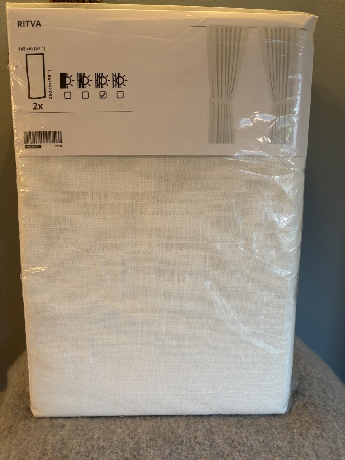 NEW IKEA Ritva Curtains 1 Pair 2 Panels 57”x 98 Cotton Drapes