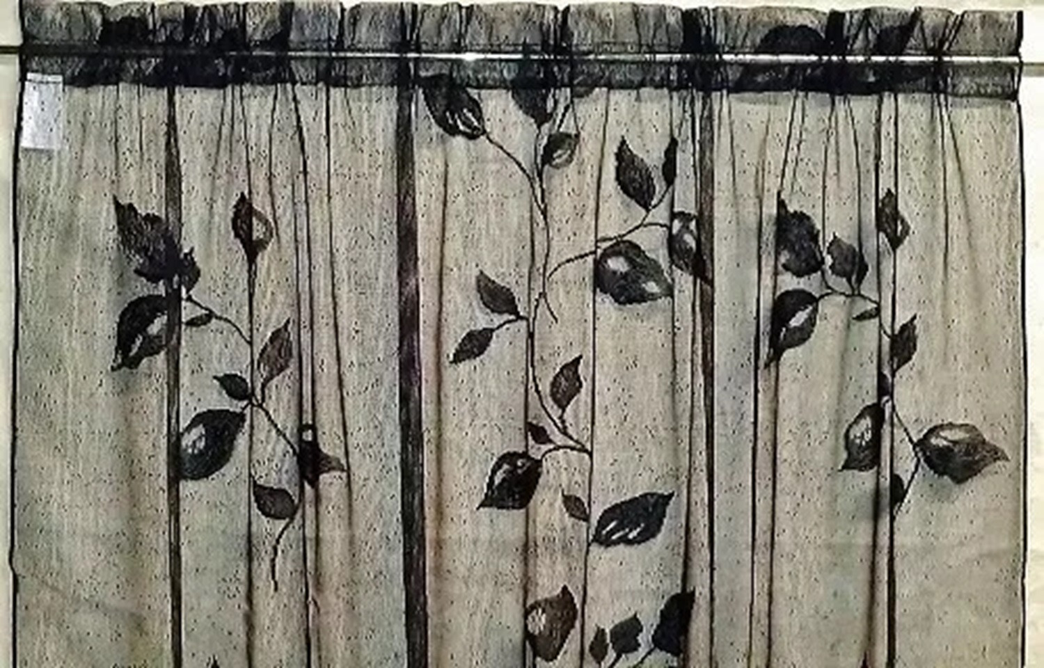Lace Window Panel Black Leaf 56″ X 84″ Livingroom Diningroom Bedroom Den