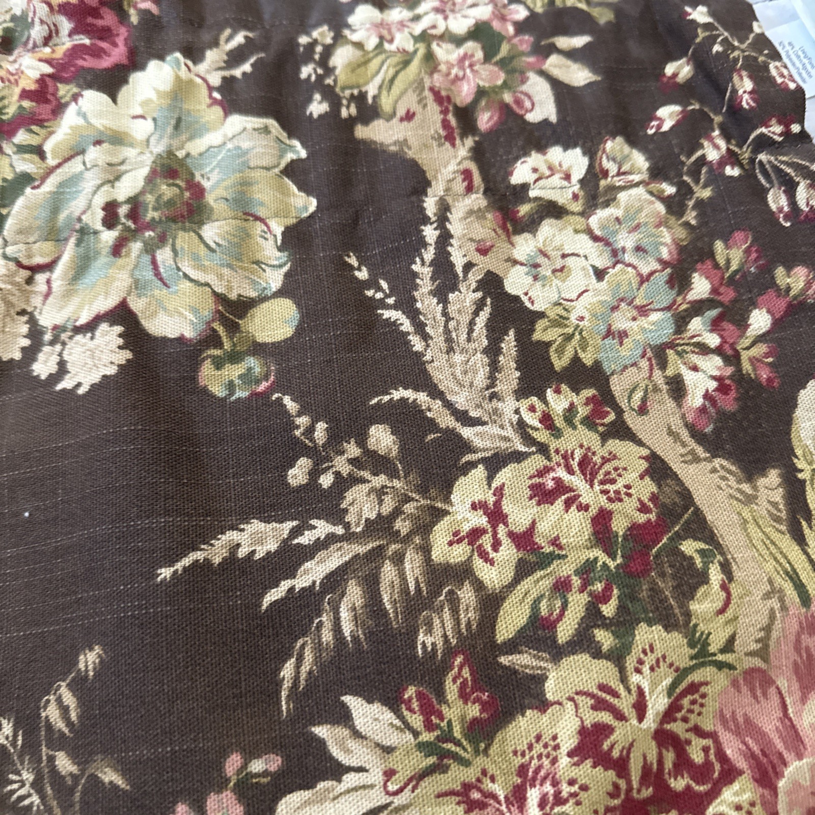 2 Custom Waverly Imperial Dress Antique Brown Valance 72″x17″ Floral Curtains