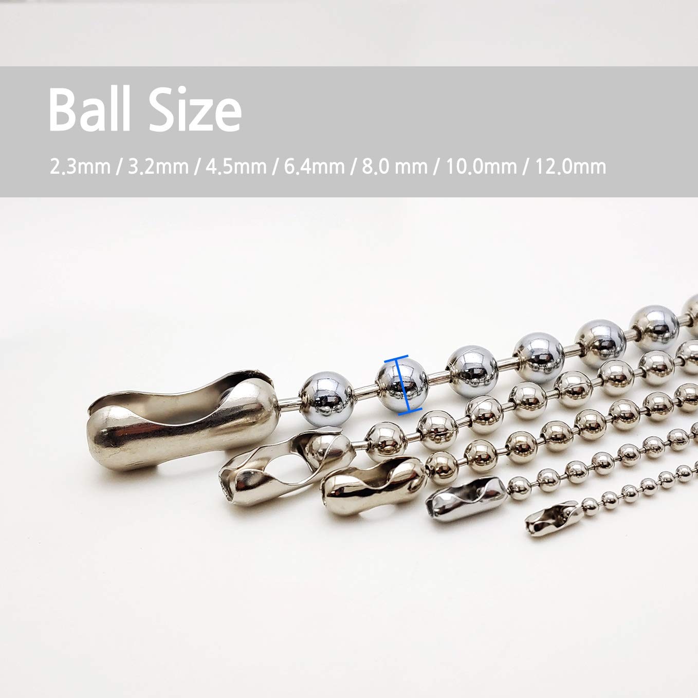 Ball Chain Connectors 10 “ 50 Pack Fits 4.5mm Bead Chains Stainless Steel Coupl