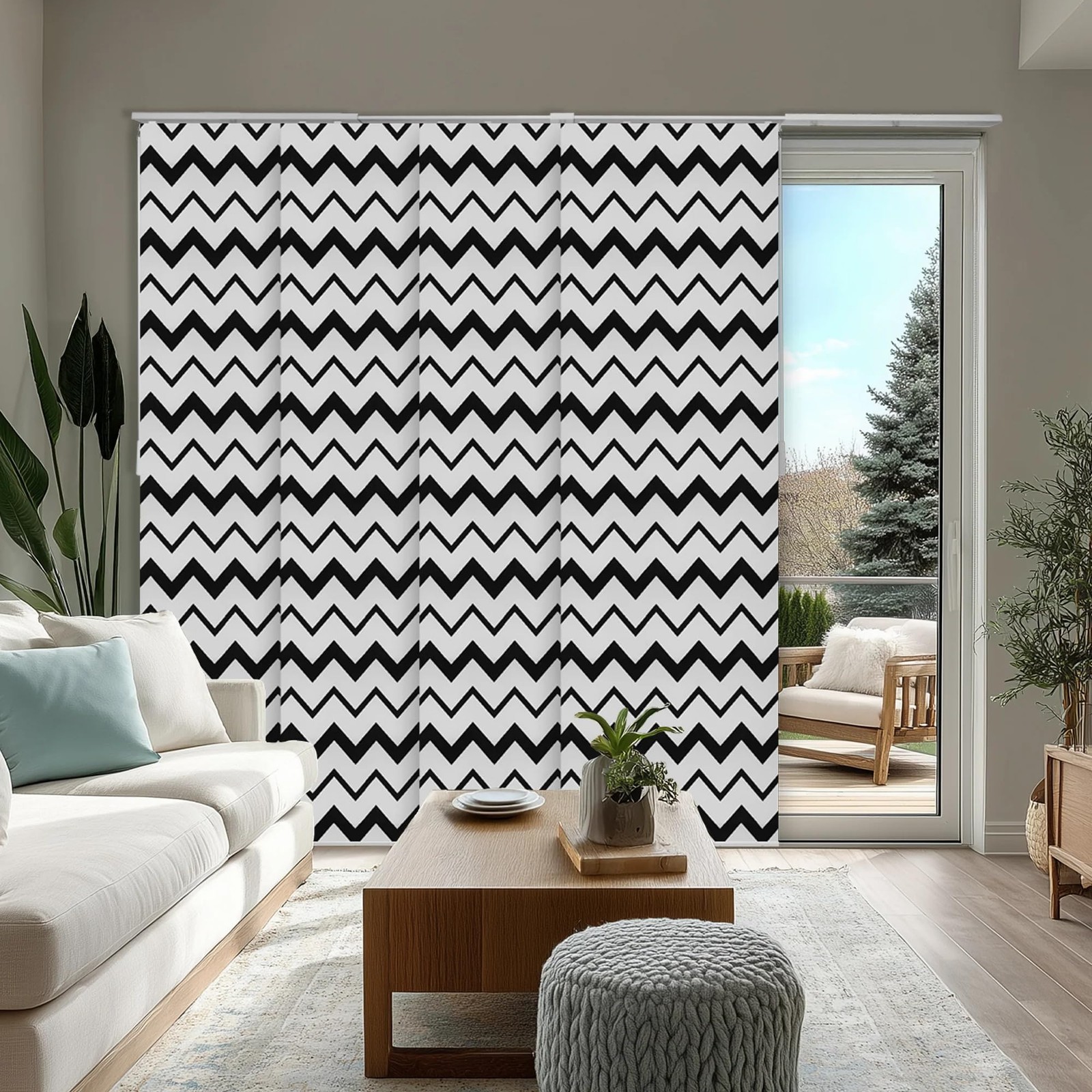 CHICOLOGY Panel Track Blinds for Sliding Glass 86″W x 96″H, Wave (Privacy)
