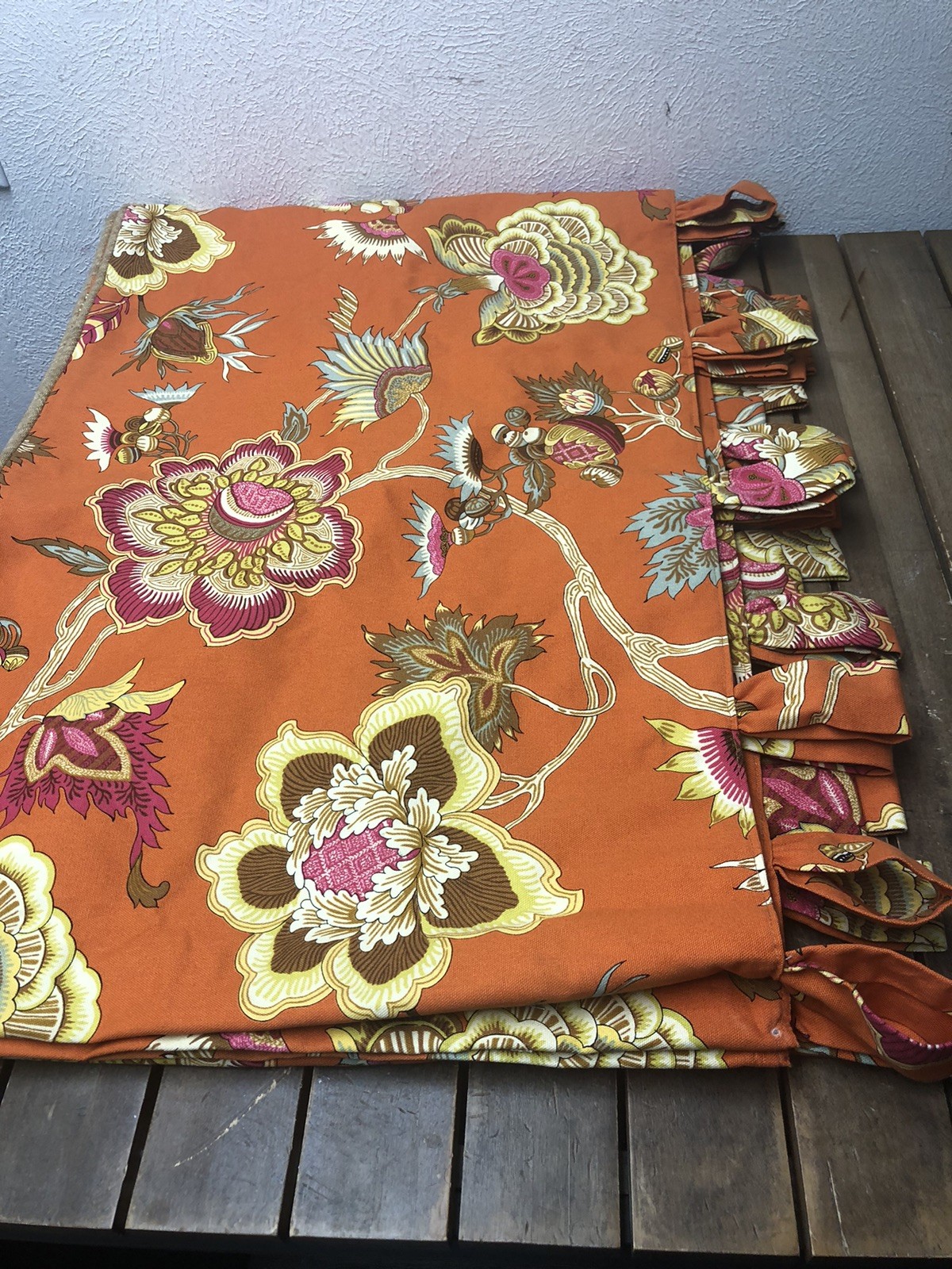 Custom Made Jacobean Floral Valance Orange Multicolor Rod Pocket 272×22″ Lined