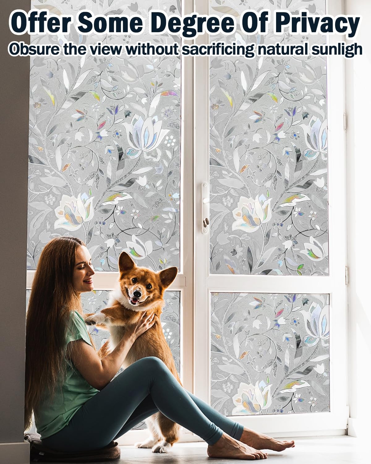 Window Privacy Film Decorative with Installation Tools, Frosted Glass Decorat…