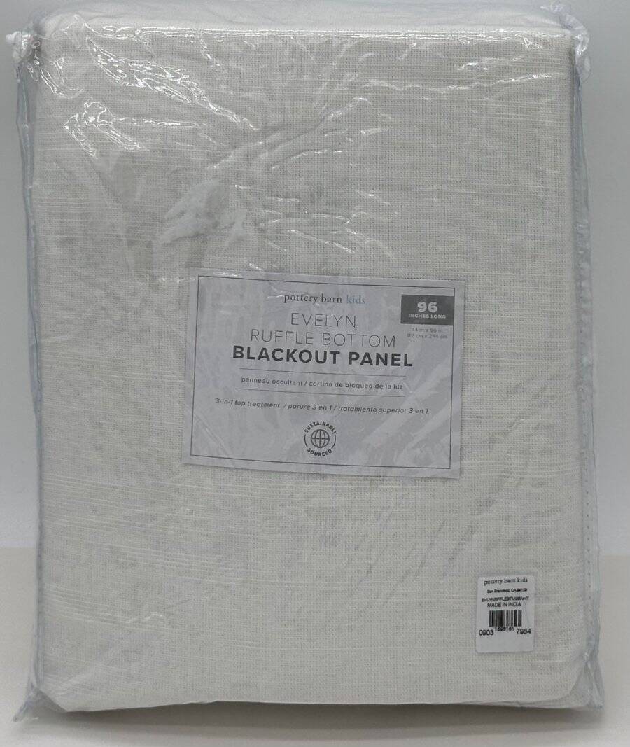 Pottery Barn Kids Evelyn Ruffle Bottom Panel Drape Curtain (1) ~ 44 x 96 ~ White