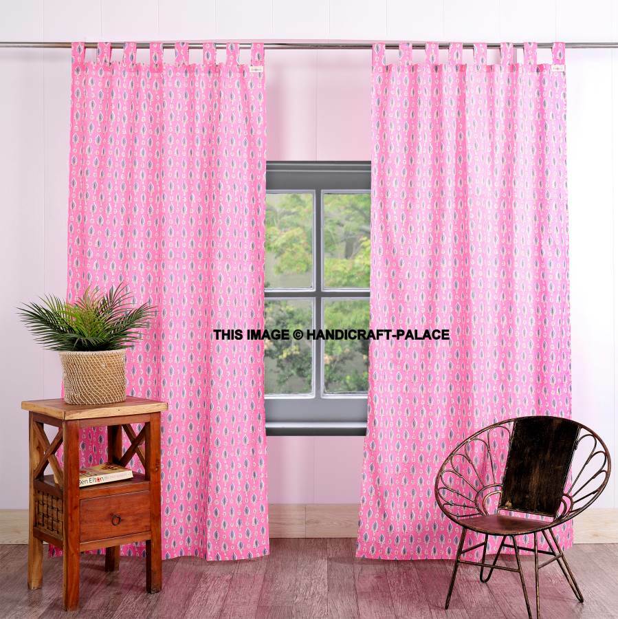 Veggie Dye Block Print Curtain Drape Panel Cotton 42″ x 84″ Indian Curtain Drape