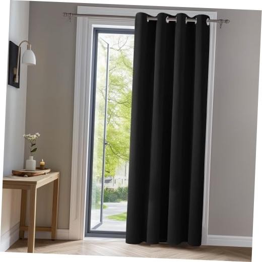 Deconovoout Curtain Panel – Solid Grommet Top, 42″W x 63″L (Pack of 1) Black
