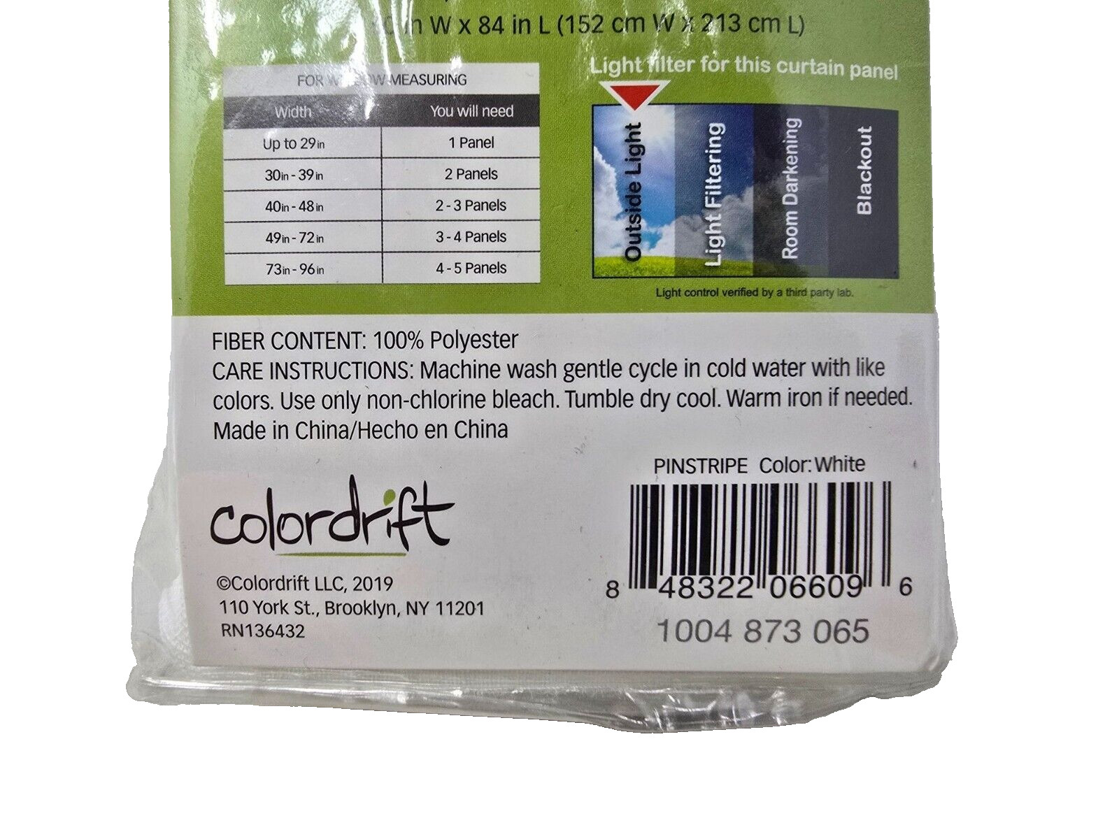 Colordrift White Striped Polyester 60 in. W X 84 in. L Rod Pocket Sheer Curtain