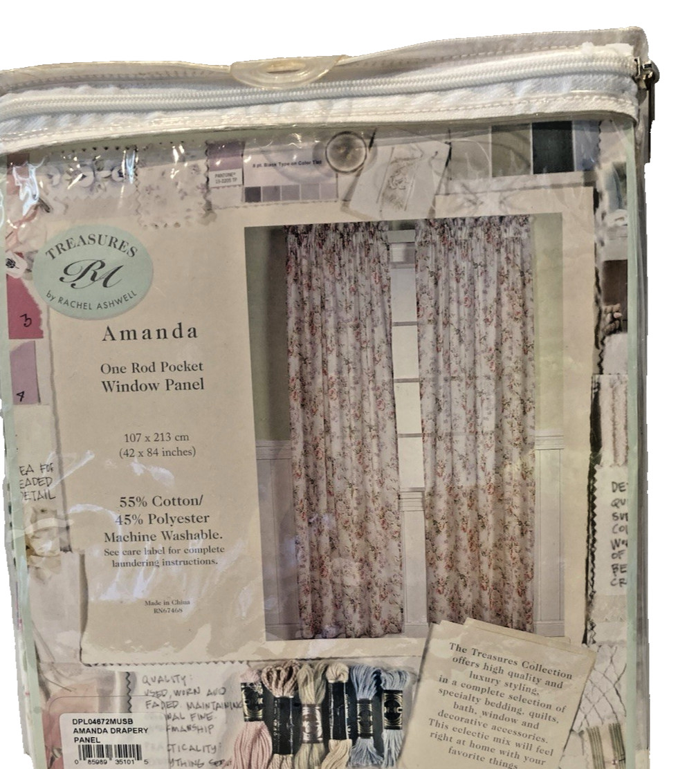 NIP Treasures Rachel Ashwell Amanda Drapery Panel 42″x84″ Pink Roses 2 Available