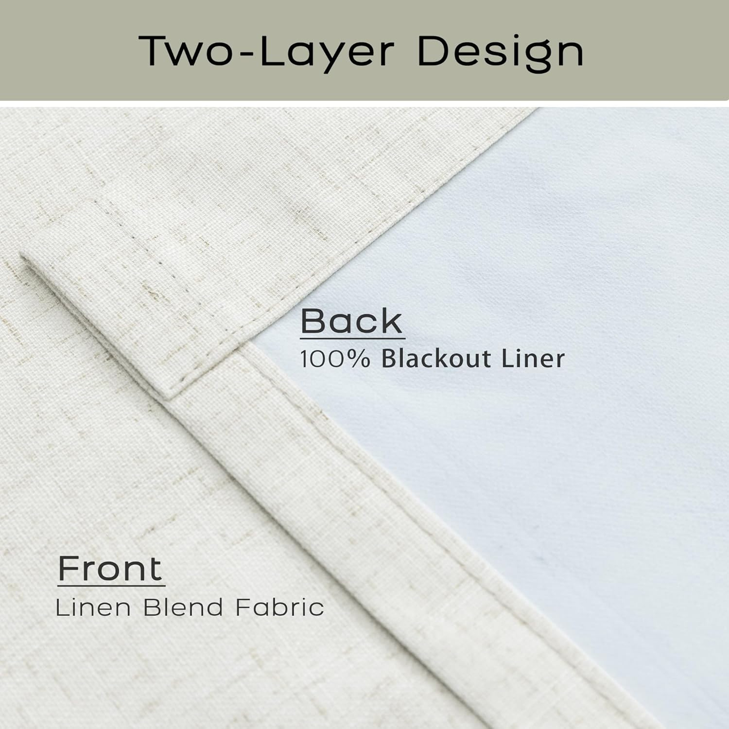 Extra Long Linen Blackout Curtains 92″ for Bedroom Living Room – 2 Panels Set