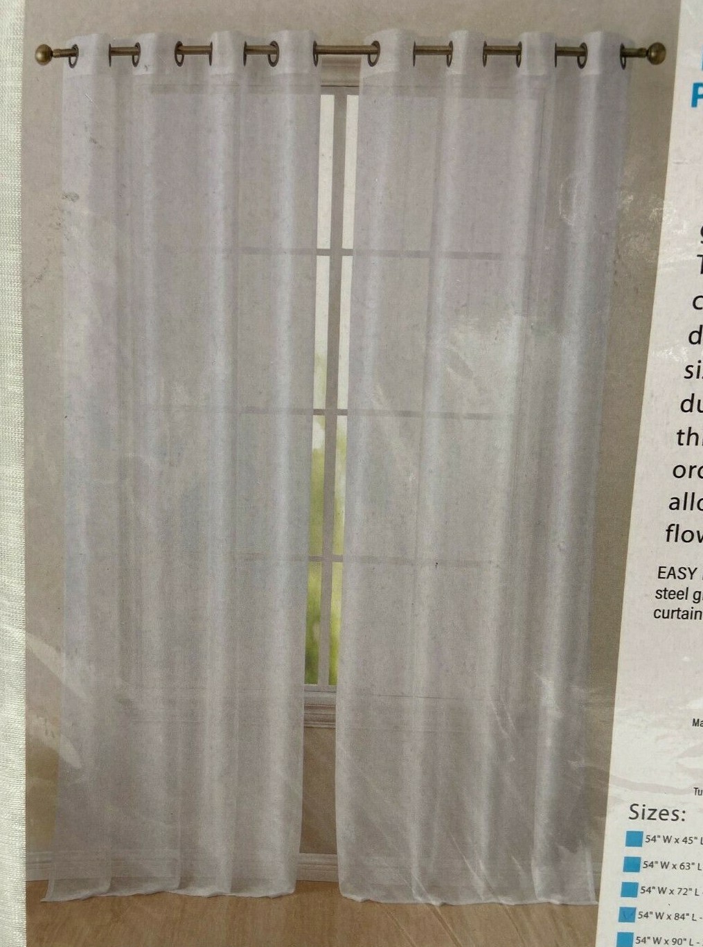 2 Semi Sheer White Curtain Panel Pair 54″ by 84″ Each Lumino