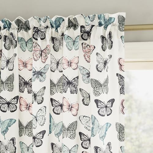 Marepesia Butterfly Print Energy Saving Rod 54″W x 63″L (Pack of 1) Blue
