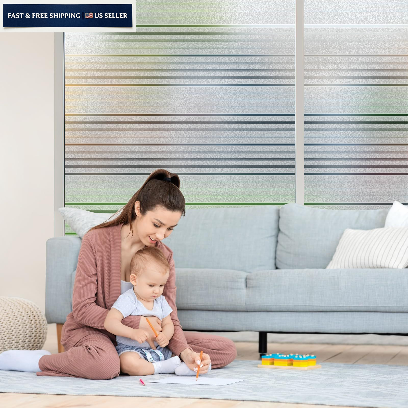 Niviy Reeded Window Privacy Film with Installation 17.7″ x 78.7″, White