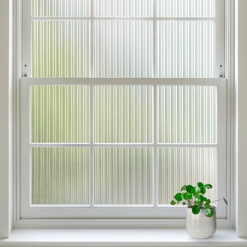Glass Window Privacy Film, Non Adhesive | Static Cling, 17.5″ x 78.7″ Reeded