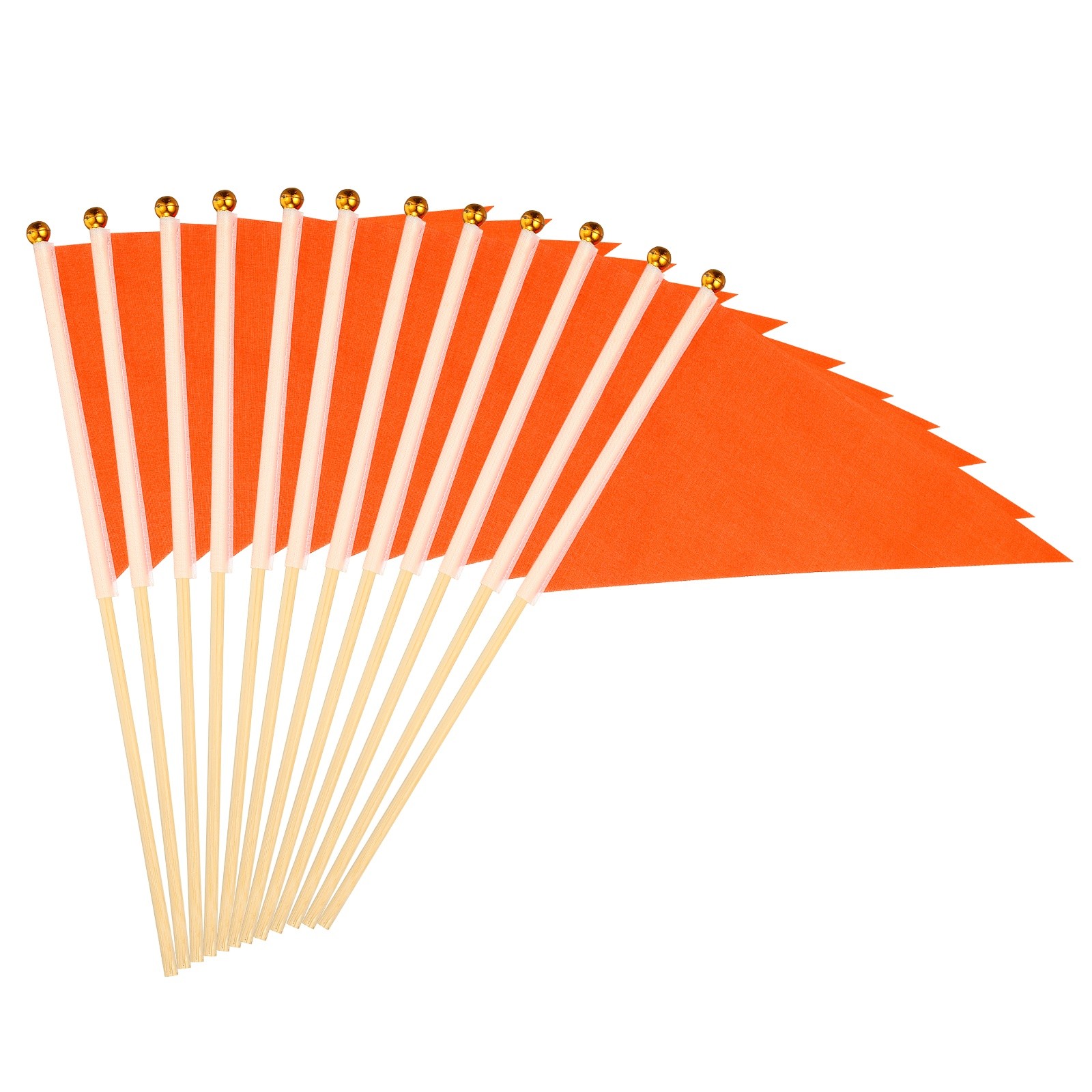 12Pcs Orange 8×3 Inch Wooden Pole Mini Pennant Flags for DIY Graffiti