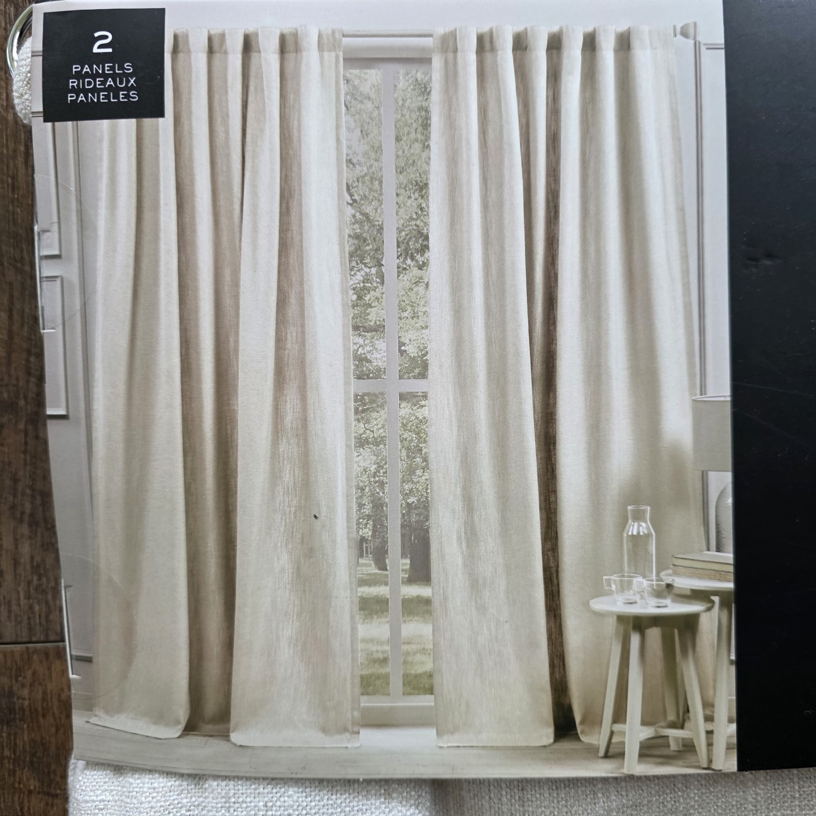 (2) Ralph Lauren Belgian Linen Back Tab Panels Curtains 54×96 Natural Beige TWO