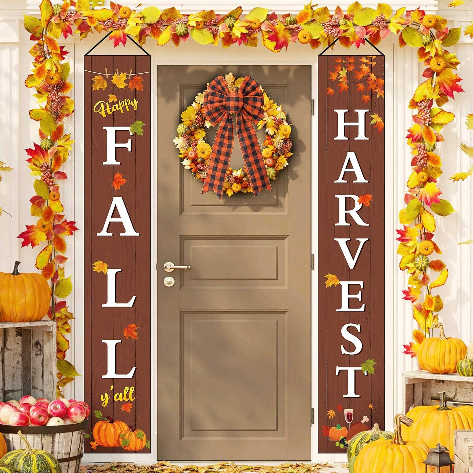 5.9×11.8 in Orange Black Buffalo Plaid Bow Holiday Wreath DIY Crafts Burlap