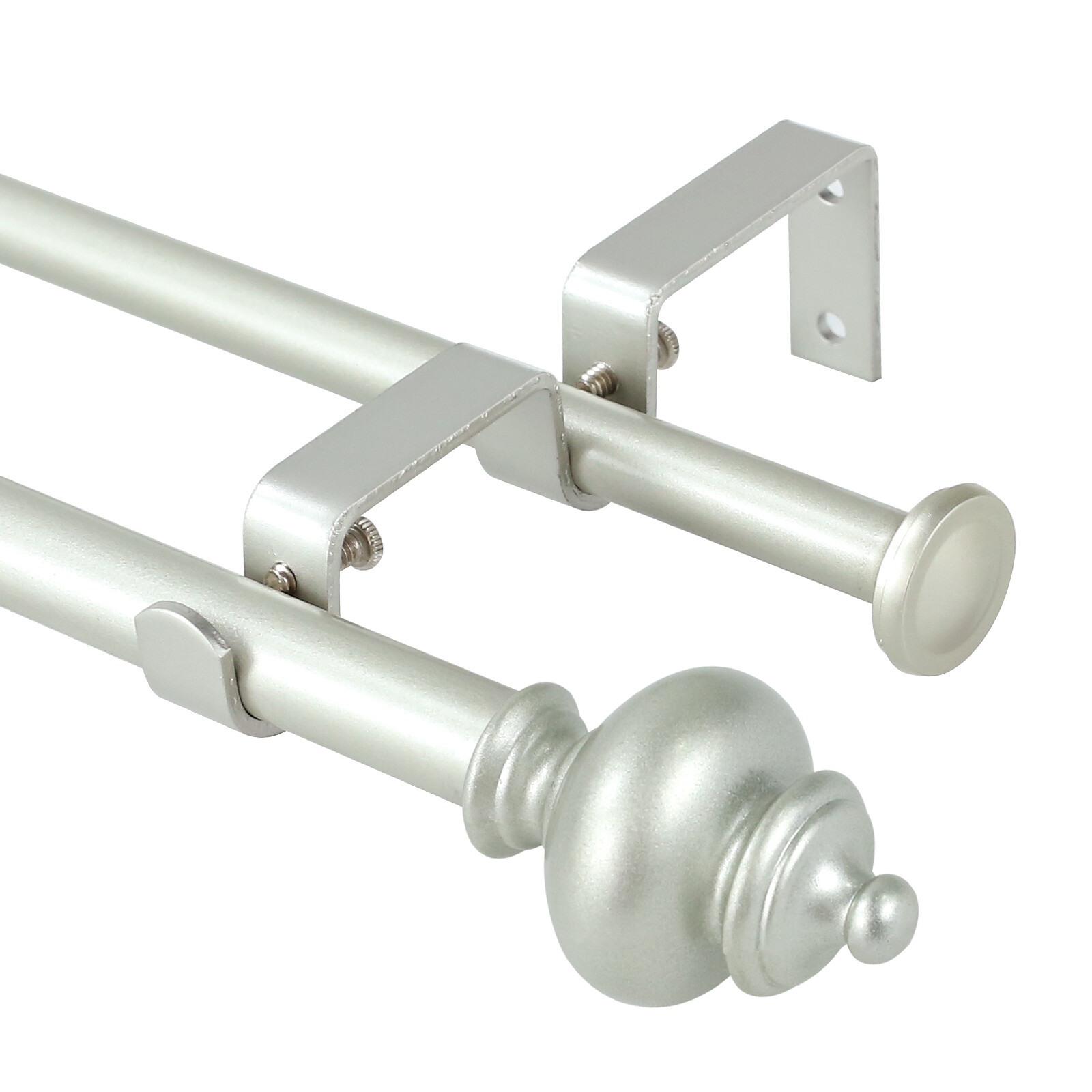 5/8″ Round Urn Adjustable Double Drapery Curtain Rod, 28″-48″/48″-84″,84″-120″