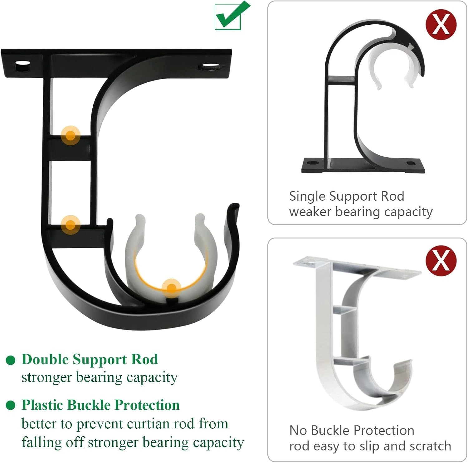 Ceiling Curtain Rod Bracket, 4 Pack Heavy Duty Curtain Rod Holders, Aluminum …