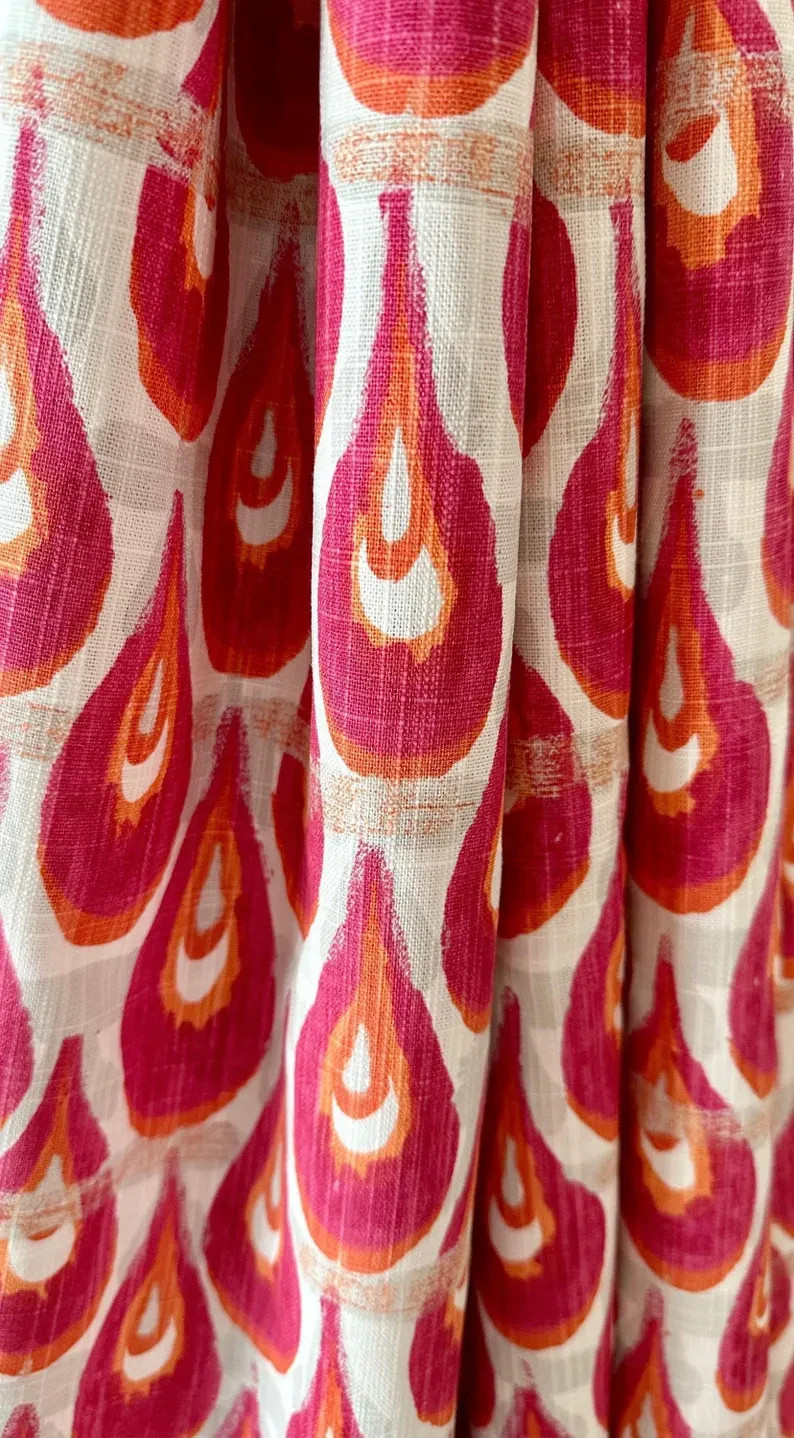 Curtains Made in the USA, Chloe Pink Orange, Medium Weight Cotton Slub