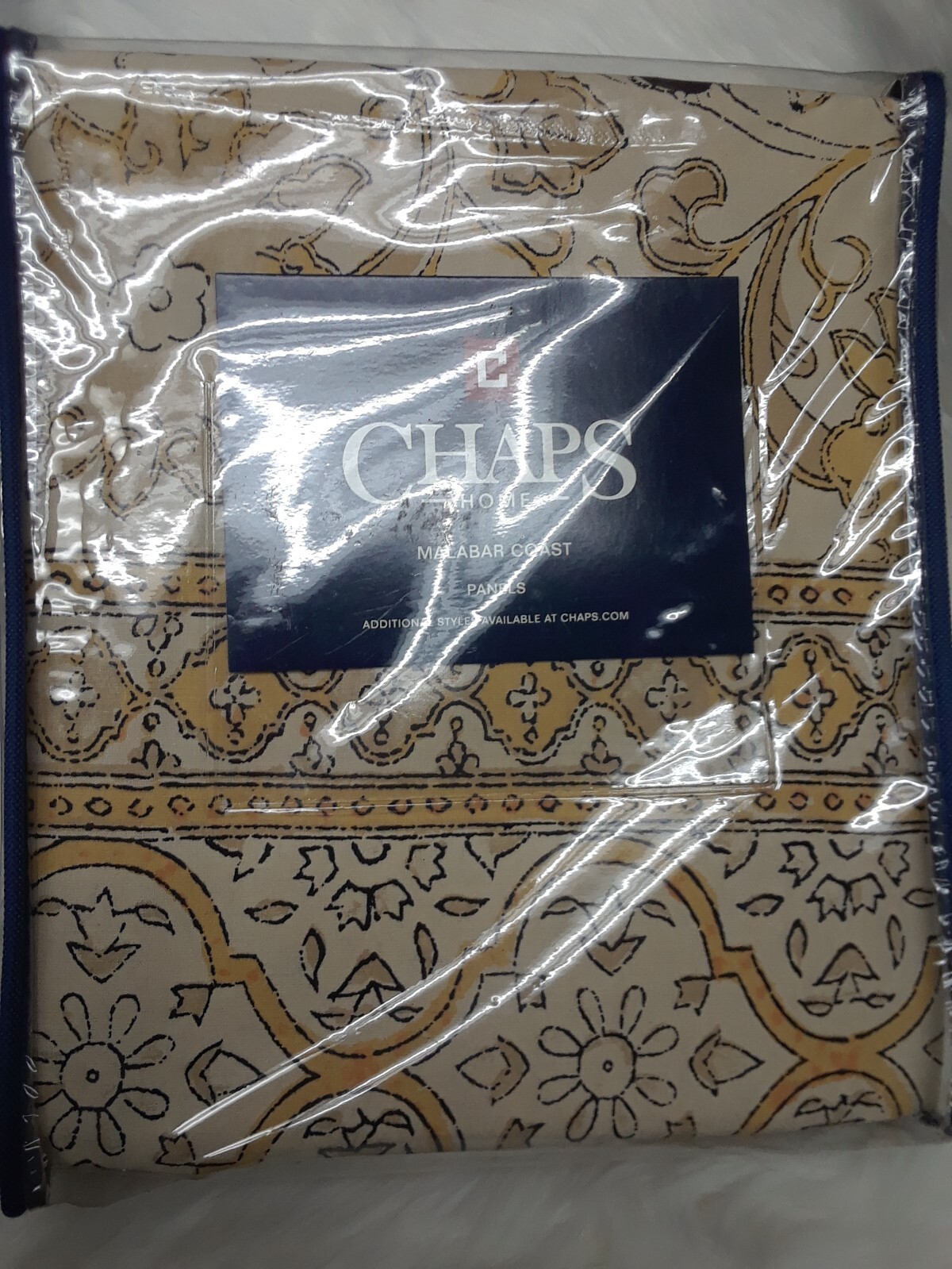 CHAPS Home MALABAR COAST Panels (2 panels + 2 tie-backs) 100% cotton YELLOW *New