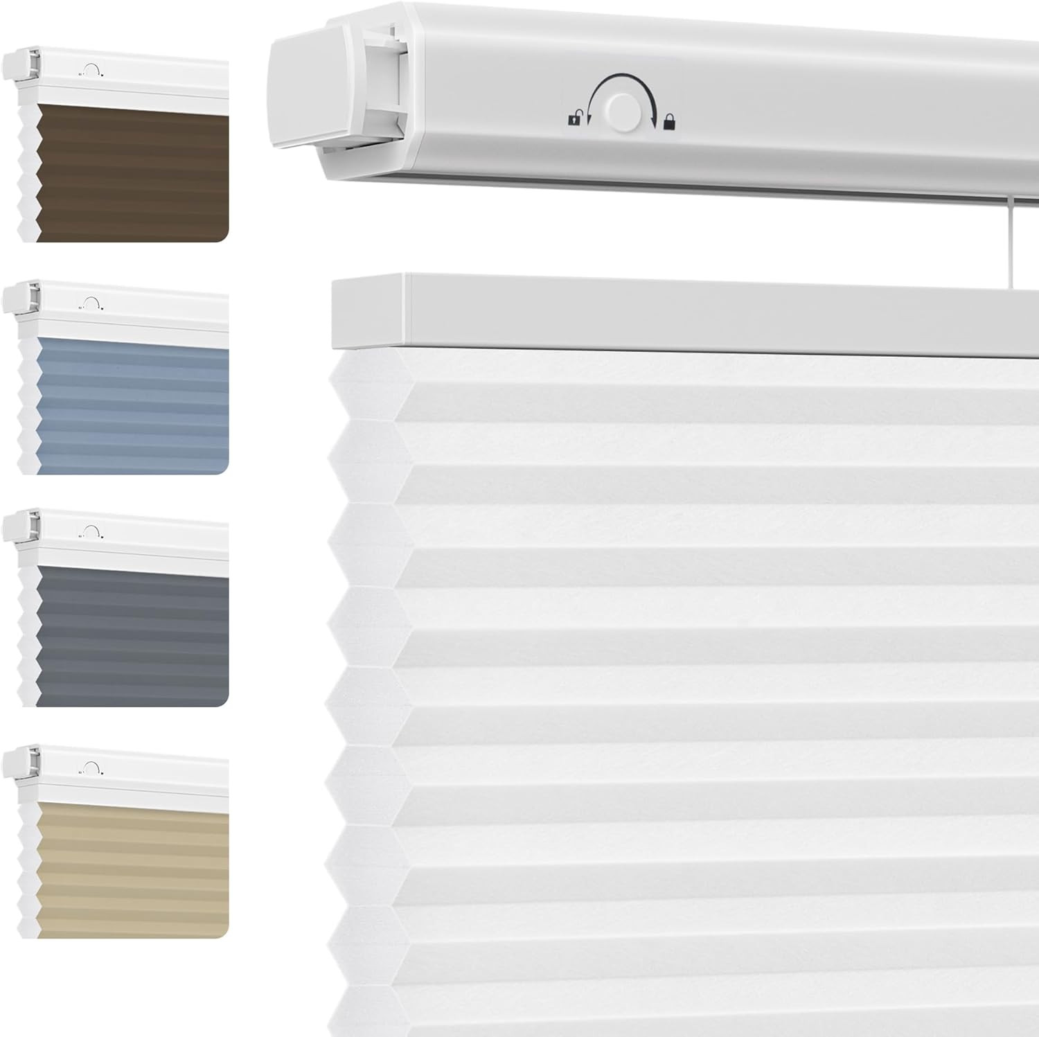 Cordless Top Down Bottom Up Cellular Shades, 21.5″ W X 48″ H, White