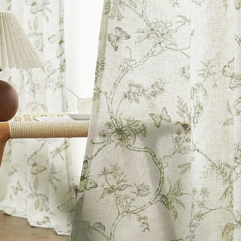 Linen Textured Light Filtering Curtains W/ Antique Bronze Grommets Home Decor US