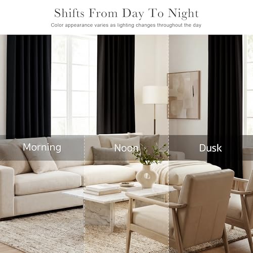 out Curtains 96 inch Long, Extra Long Room 52″W x 96″L (Pack of 2) Black