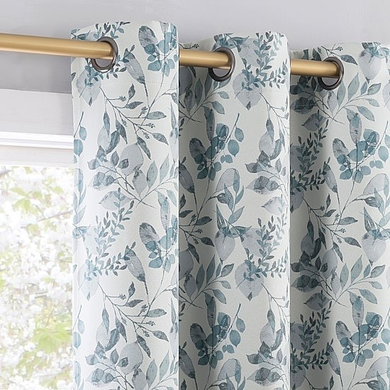 Sun Zero Milford Blackout Curtain Panel 40×108 Light Blue Leaf Grommet Top