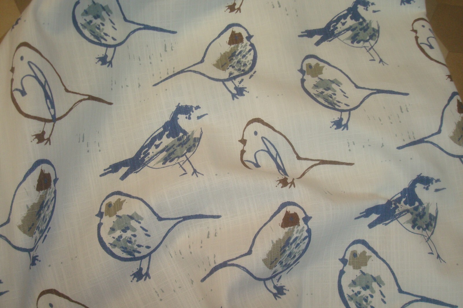 New Window Valance Lined Premier print Toile Blue BIRDS rod pocket 108″ x 15″ lg