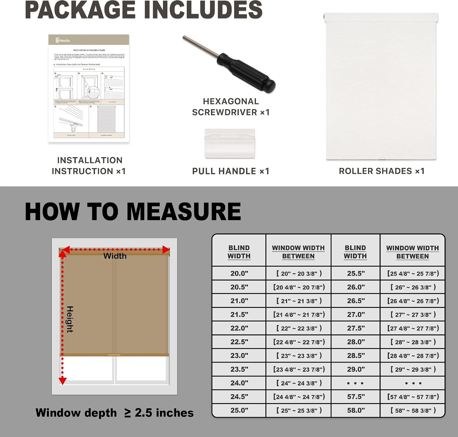Blackout Roller Shades with Valance for Bedroom,White,46″ W X 72″ H | No-Drill