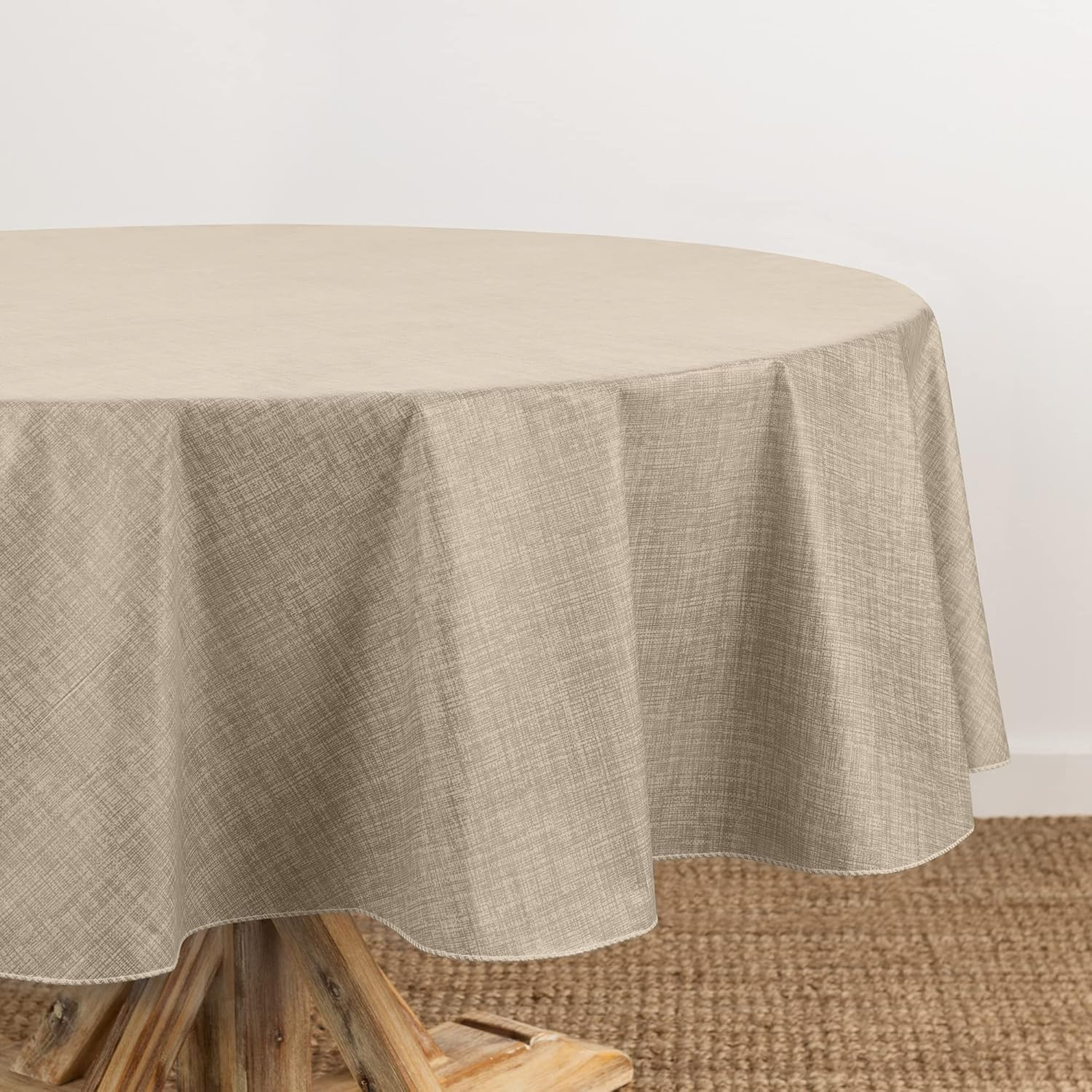 Home Fashions Monterey Linen Inspired Water- and Stain-Resistant Vinyl Tableclot