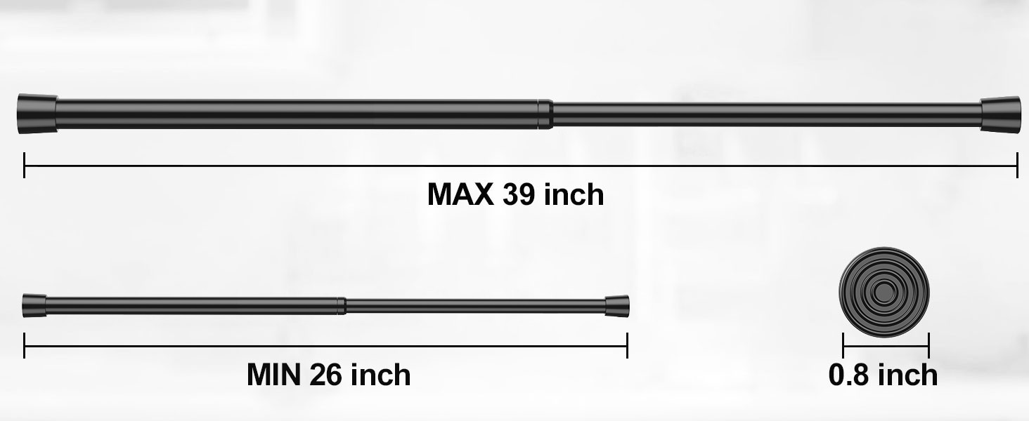 2pcs Spring Tension Rods Adjustable 26 to 39 inch Small Tension Curtain Rod No